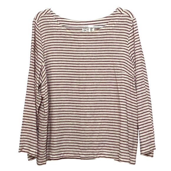 Artisan NY Linen Pullover Top XL Striped Peasant Cottagecore Sailor Coastal - Picture 1 of 5